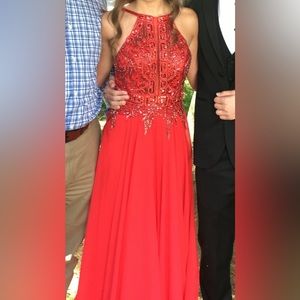 Jovani Formal Evening Gown Size 0 Red Sequined Backless / Prom Dress
